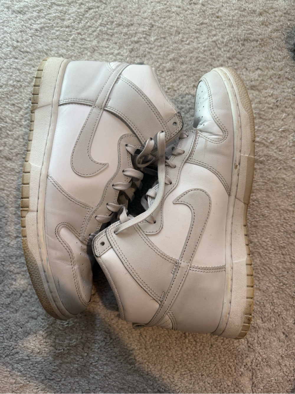Nike Men's White High-Top Sneakers with Light Gray Trim